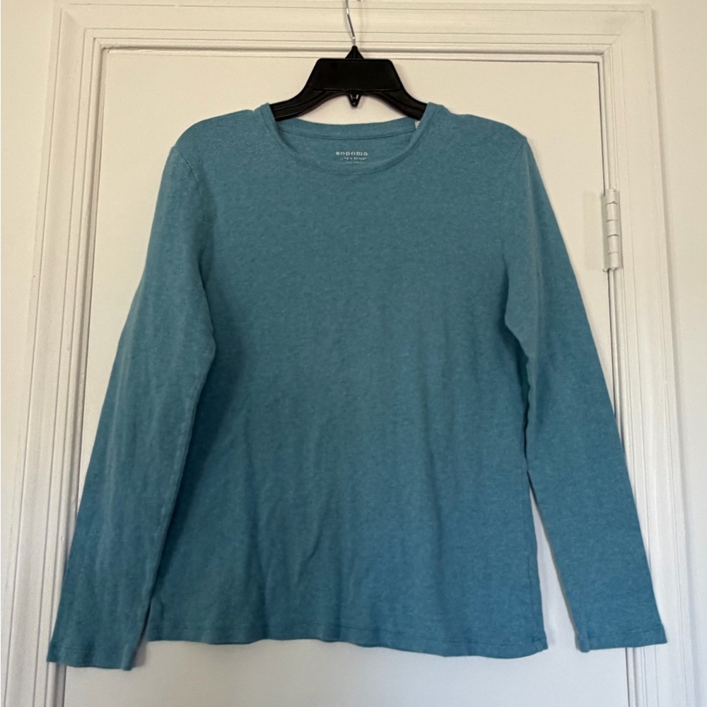 Sonoma Women’s Teal/Blue Cotton Long Sleeve Top